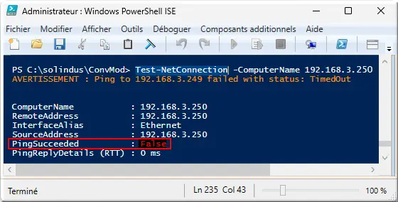 ping automate déconnecté